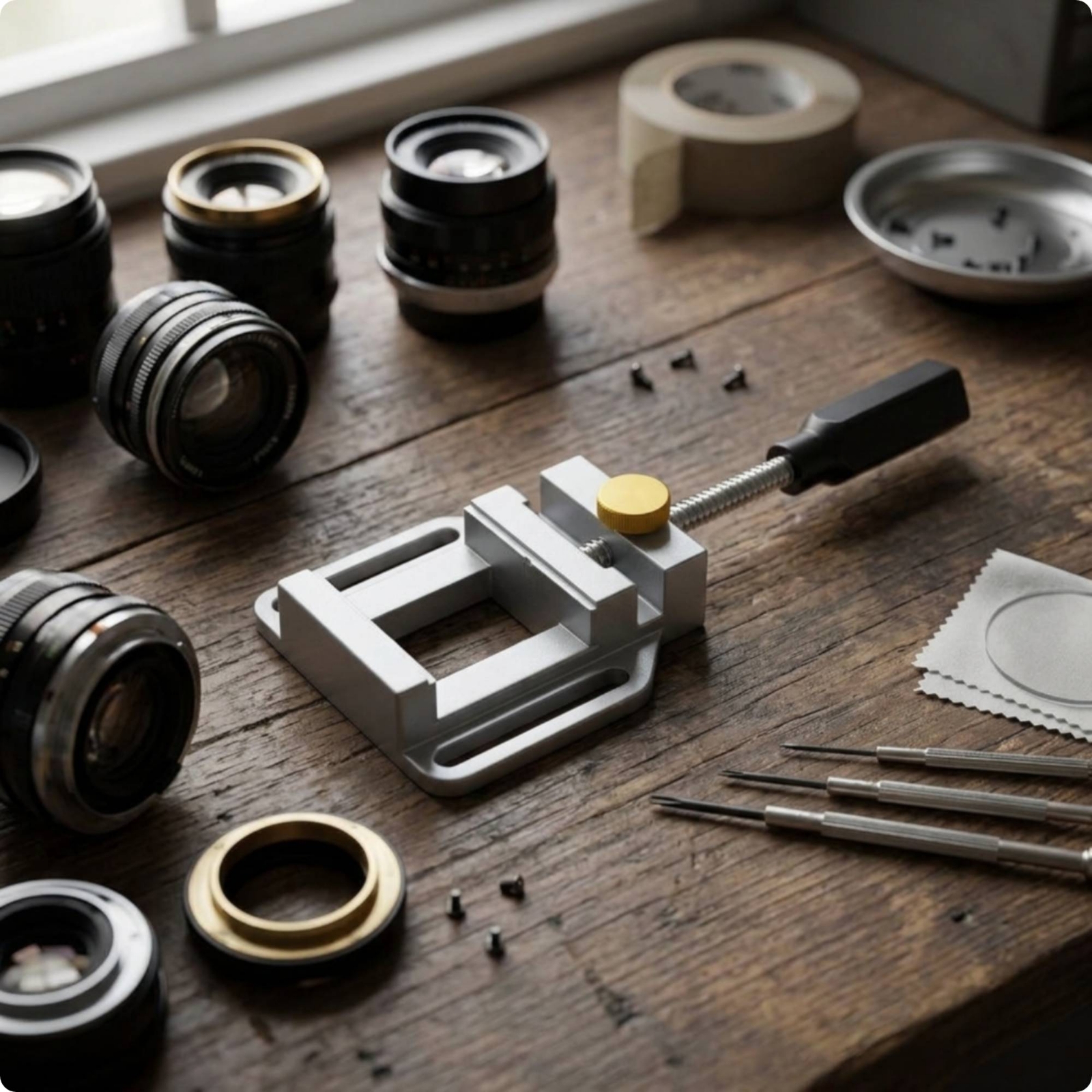 Workshop Tools Bench - حامل مثقاب مع ملقط ثابت، حامل