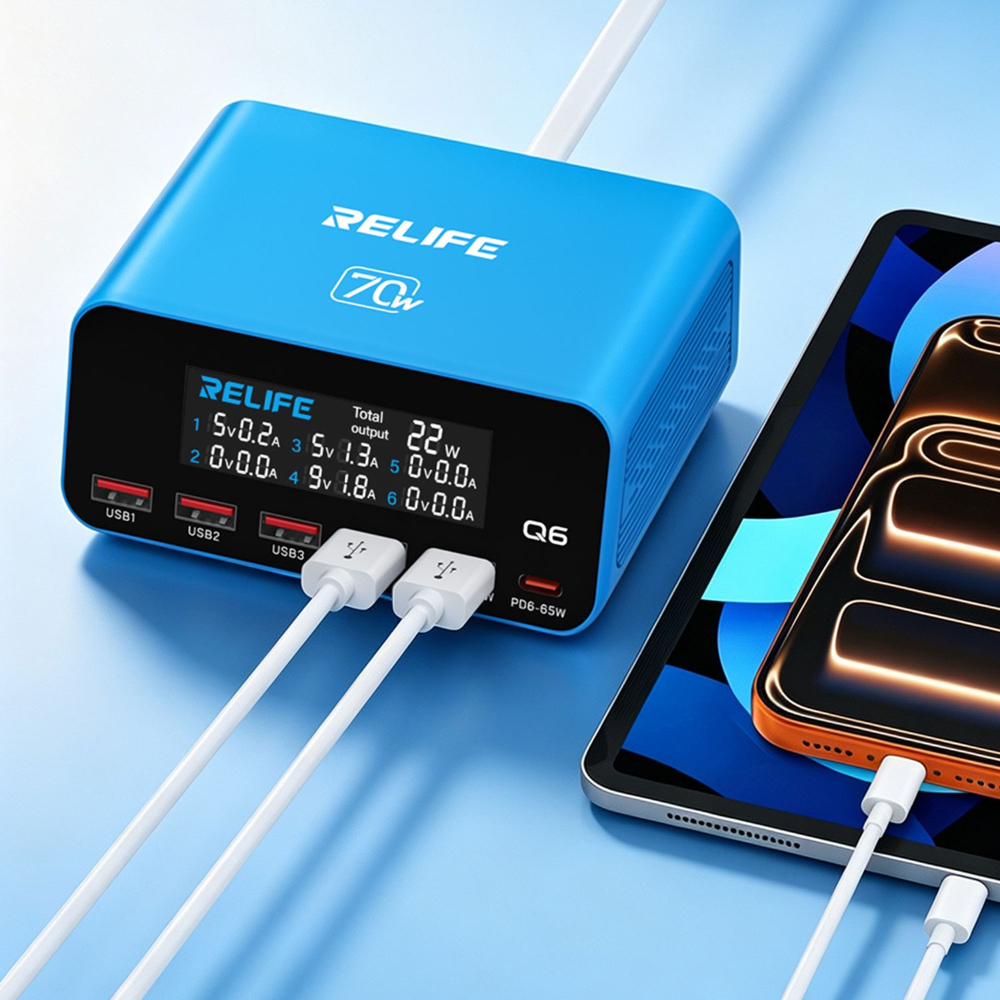 شاحن RELIFE Q6 بقوة 70 واط مع  - مراجعة Tools Qc وسعره
