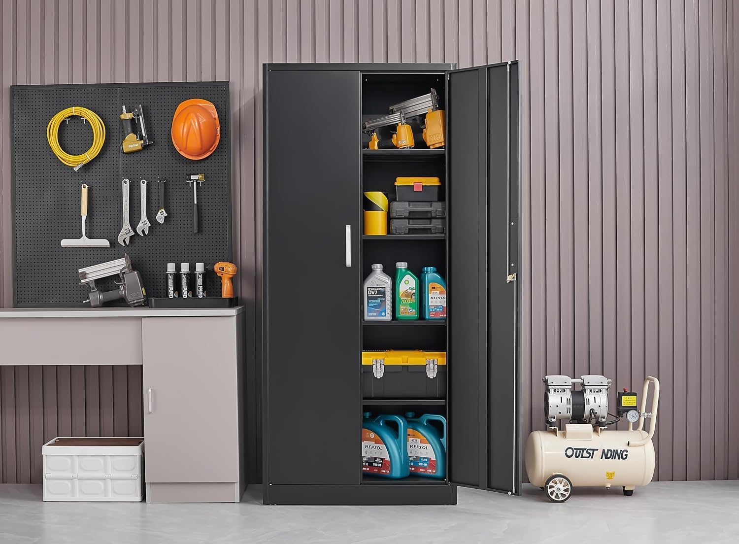 خزانة تخزين معدنية بأرفف قابلة - مراجعة Tool Chest Cabinet وسعره