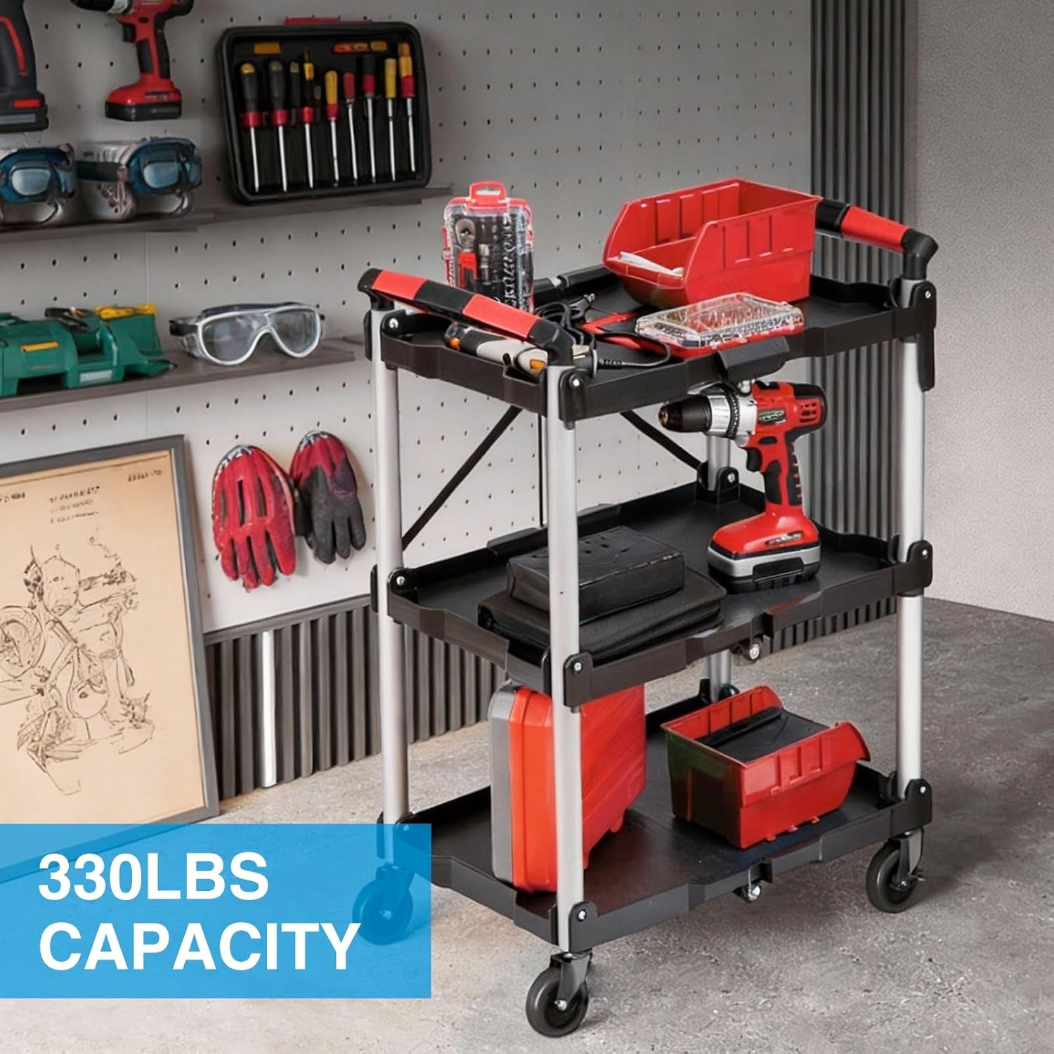 عربة خدمة قابلة للطي بثلاثة أر - مراجعة Tools For Garage Workshop وسعره